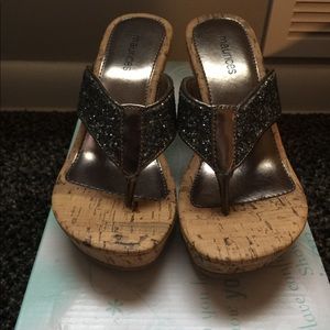 Silver sparkly wedges